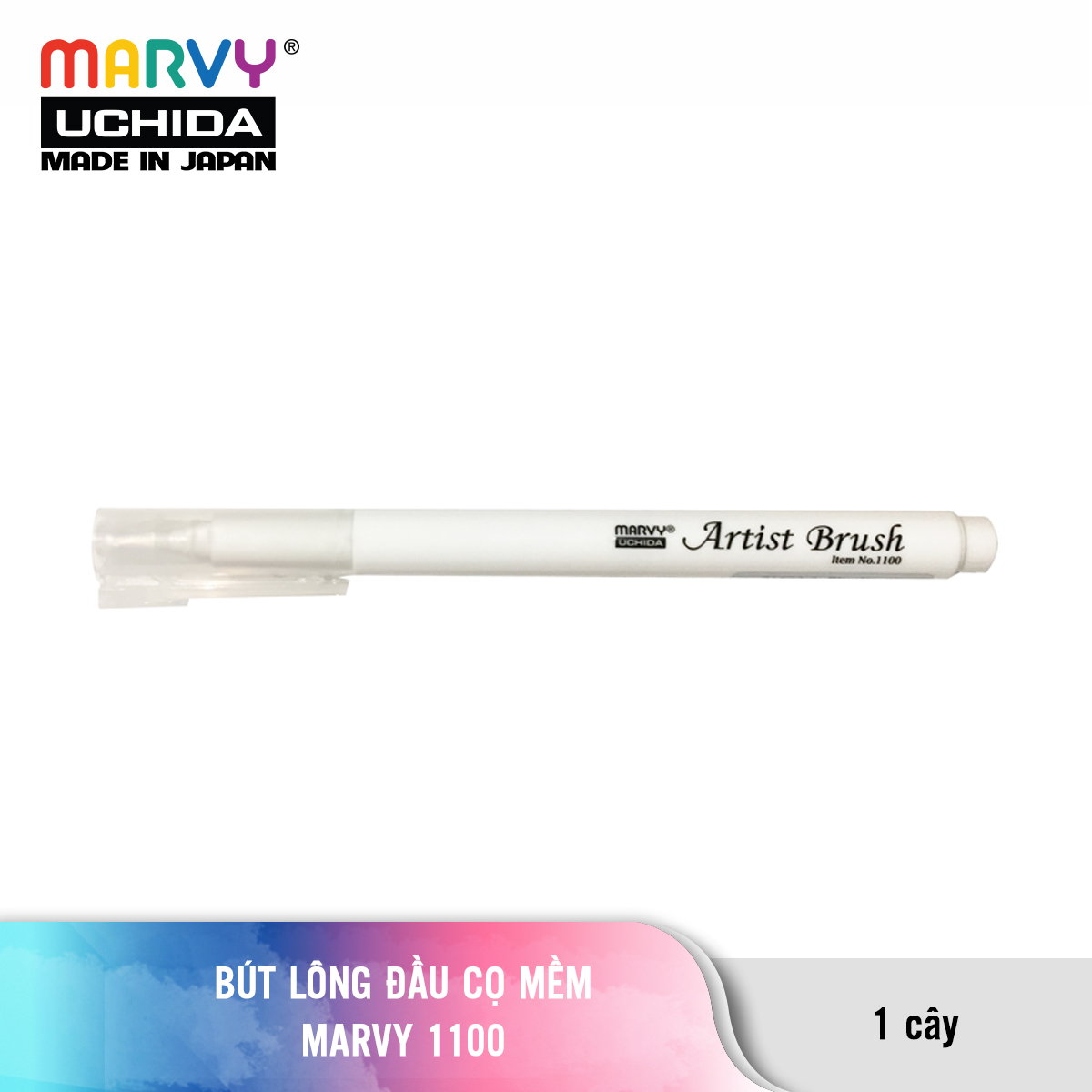 Bút lông đầu cọ mềm Marvy 1100 (Tone xám đen)