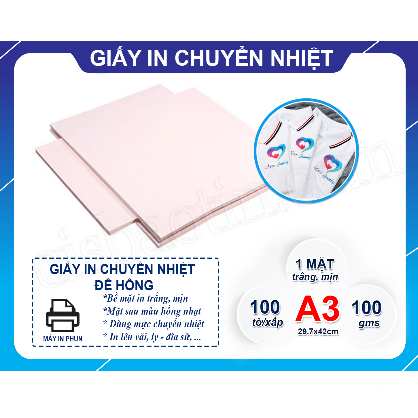 [HCM]Giấy in Chuyển Nhiệt Shanghai Sublimation- A3(XẤP 100 TỜ)