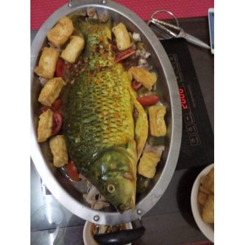 Khay cá chép om dưa 2 tầng đường kính 47cm tiện lợi, dùng được mọi loại bếp