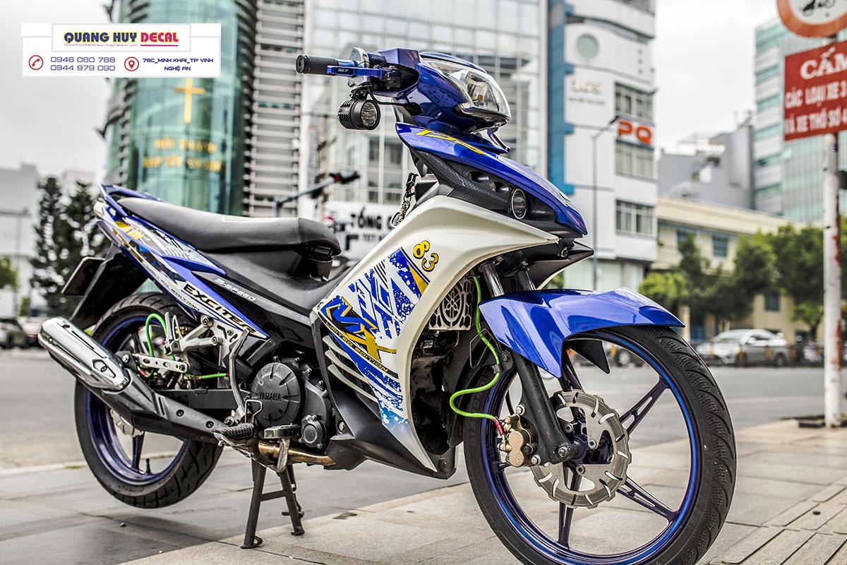 Tem trùm xe máy ex135 MX vàng xanh dương  - Độ tem xe máy ex135 thiết kế theo yêu cầu - Chế tem trùm xe máy exciter 135 rẻ đẹp