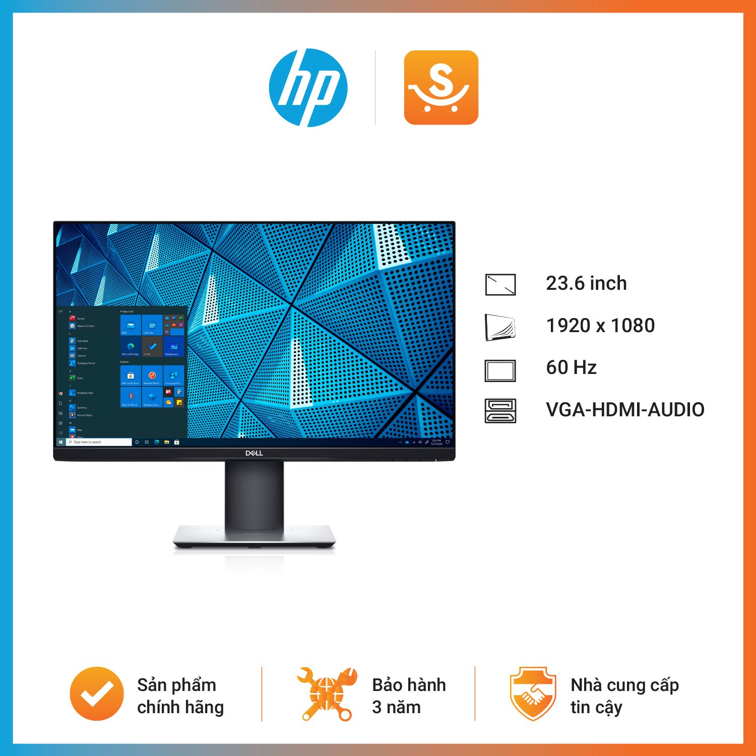 Màn hình Dell P2319H (23 inch/FHD/LED/IPS/DP+HDMI+VGA/250cd/m²/60Hz/5ms)