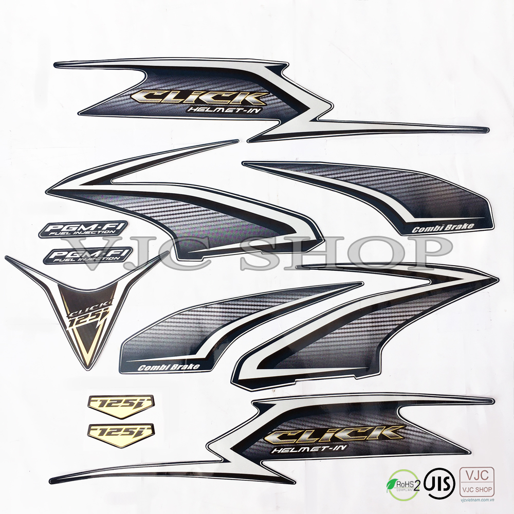 Bộ tem xe Click Thái 125i Helmet-in Combi Brake đặc biệt, các màu lựa chọn cho decal xe Click