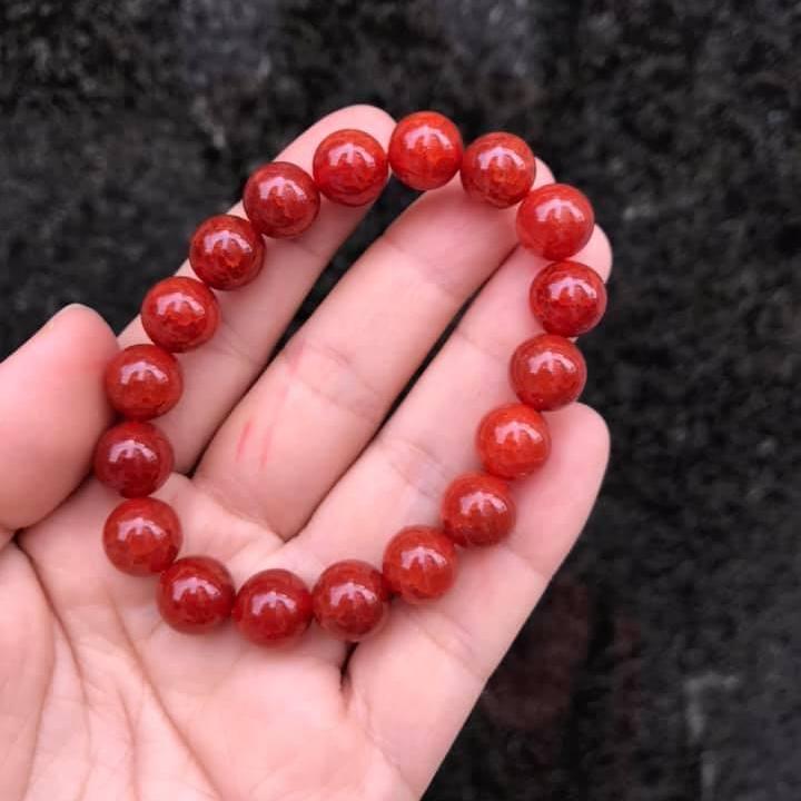 [HCM]VÒNG TAY ĐÁ  MÃ NÃO VÂN RỒNG ĐỎ 10LY