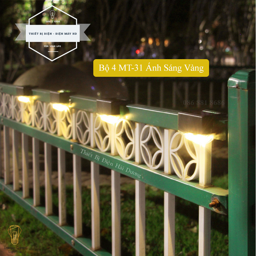 Bộ 4 Đèn LED Pha Lê Gắn Tường Năng Lượng Mặt Trời MT-31 Chiếu Sáng Lối Đi - Chân Cầu Thang - Hàng Rào - Hành Lang - Chống Nước IP65 - Energy Green Lighting - Bảo Hành 12 Tháng
