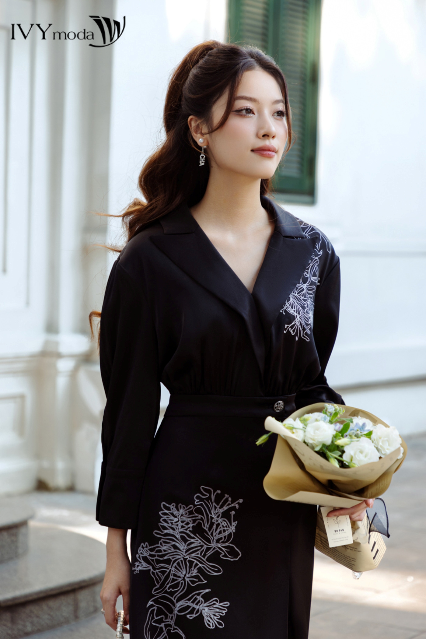 Đầm Lụa Xếp Cổ 2 Ve IVY moda MS 48M7954