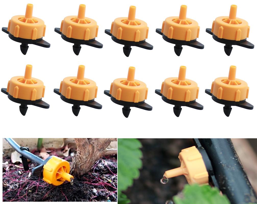 10 đầu tưới nhỏ giọt bù áp 2lít màu vàng tưới gốc cây, vườn tường