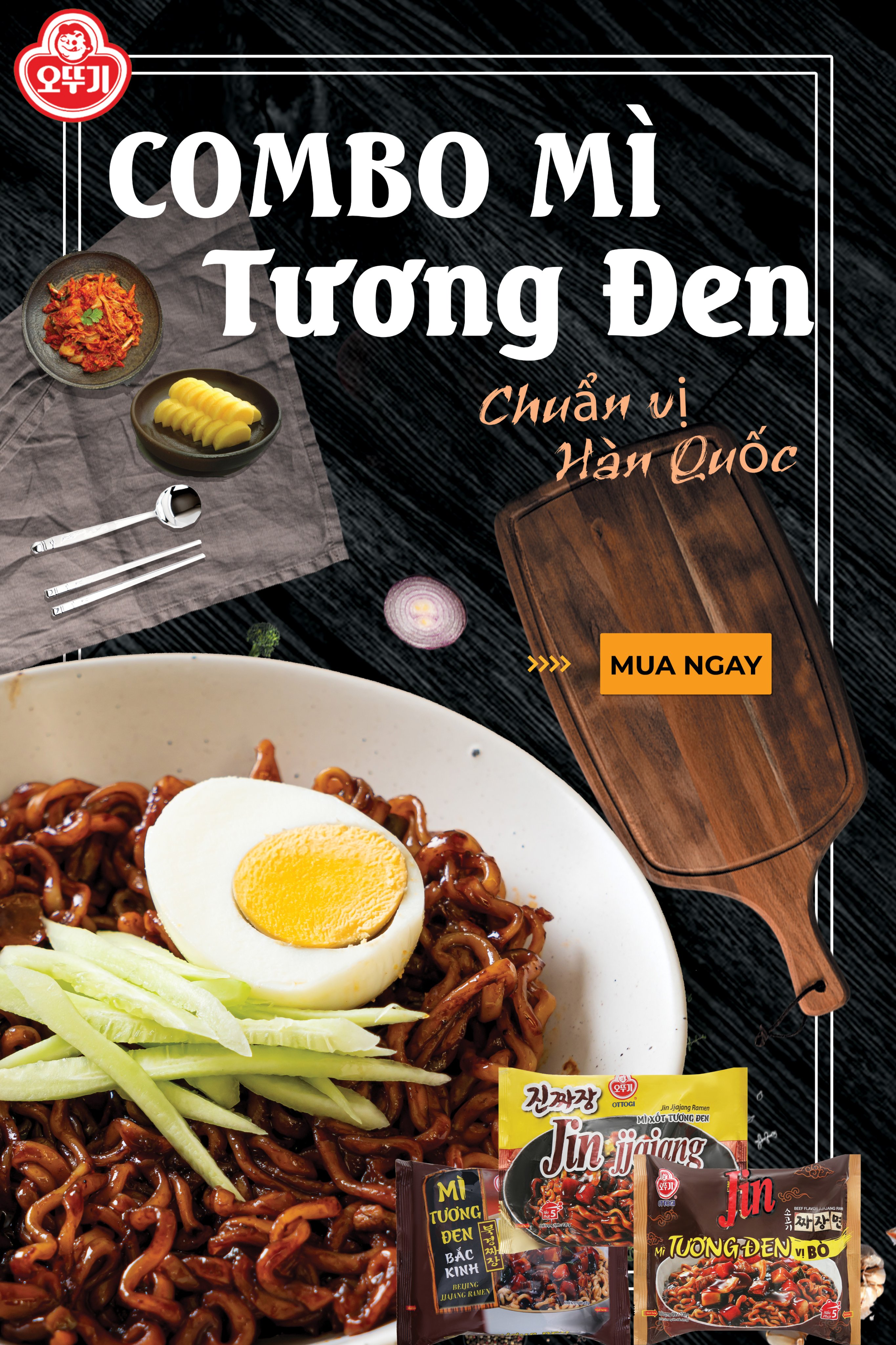[Combo 3 vị] Mì Tương Đen Ottogi 135g x3
