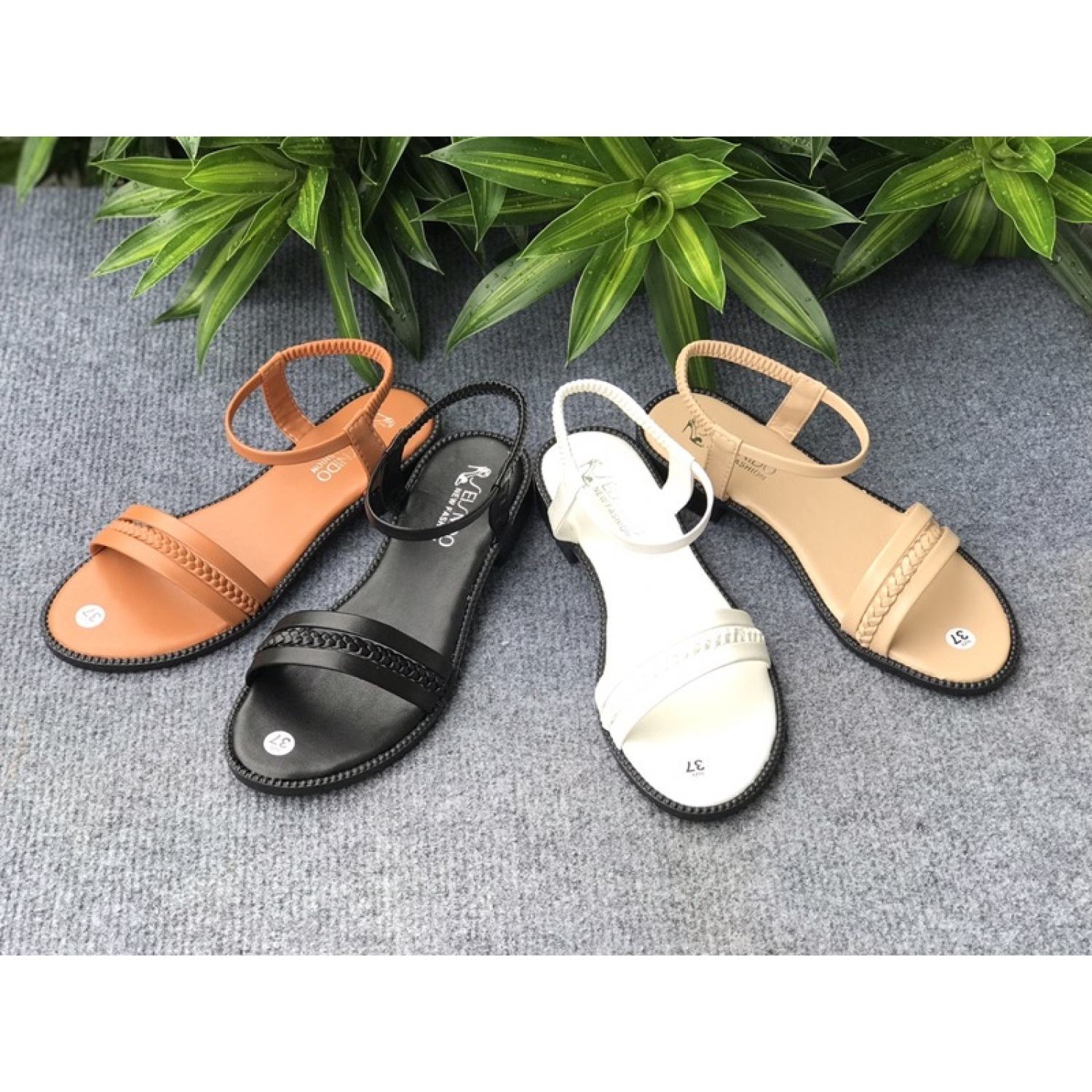 Dép sandal nữ quai ngang thắt bính đế 3 phân