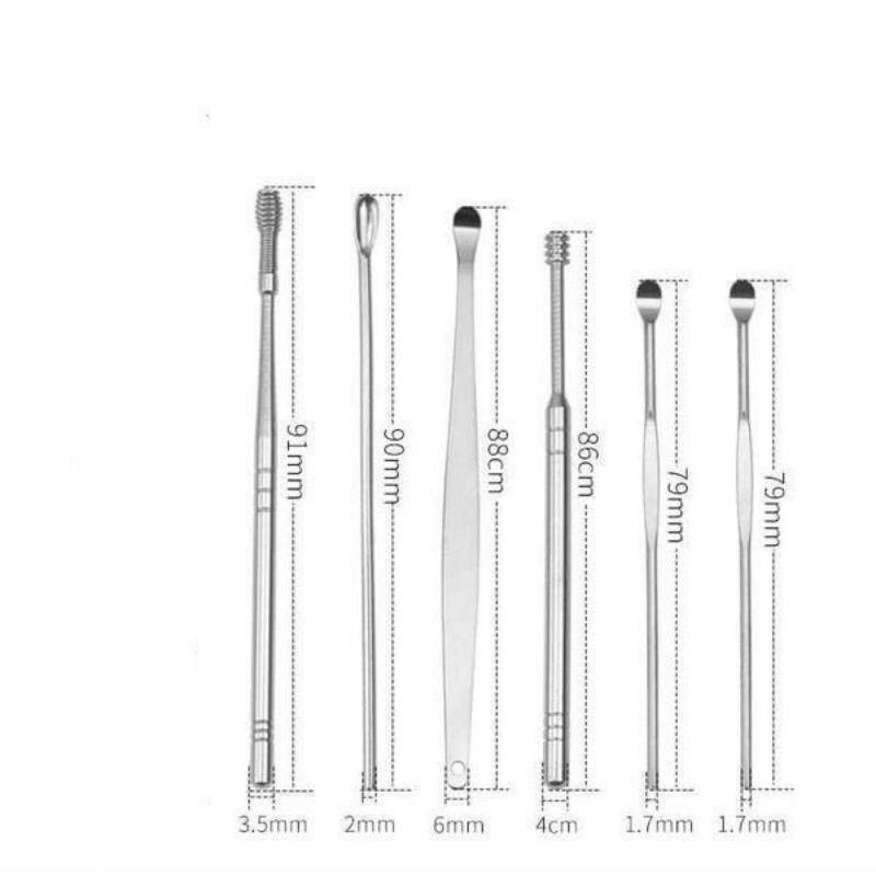 Bộ Dụng Cụ Lấy Ráy Tai Inox 6 Món