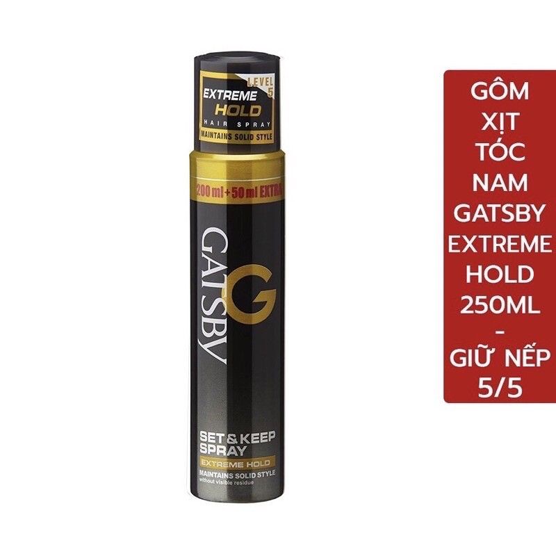 Gôm xịt Nếp Gatsby Tạo kiểu tóc Mái Nam Mềm Hair Spray Super Hard 250ml _ Nhập Indonesia