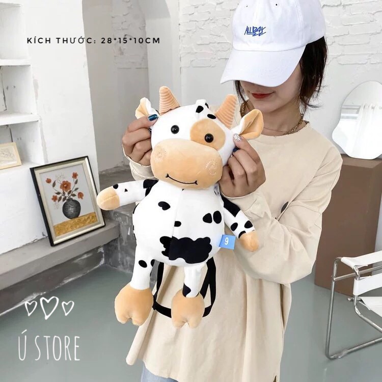 Túi đeo chéo bò sữa bông