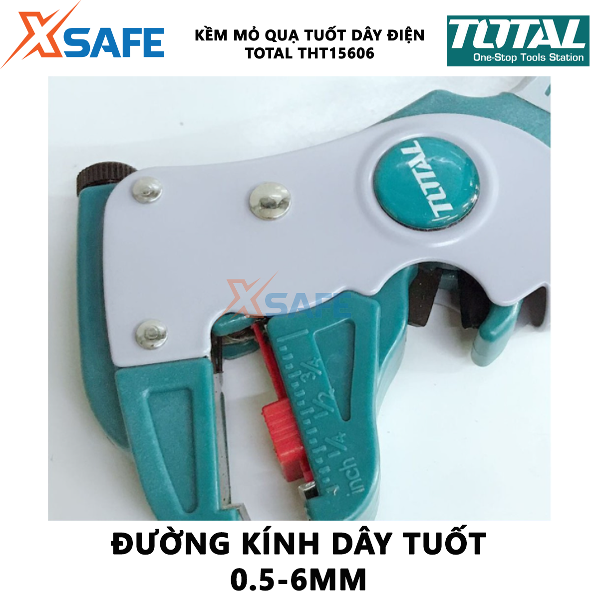 Kìm mỏ quạ tuốt dây điện cos đa năng cao cấp TOTAL THT15606 cắt tuốt dây điện cáp mạng nối điện tử đường kính 05-6mm