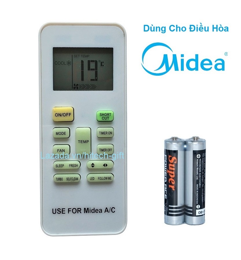 Remote điều khiển máy lạnh midea điều hòa không khí rg52a2/bgef kèm pin