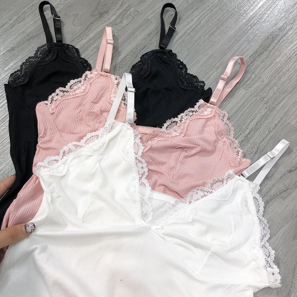Bộ Ngủ 2 Dây Viền Ren Chất Thun Tăm