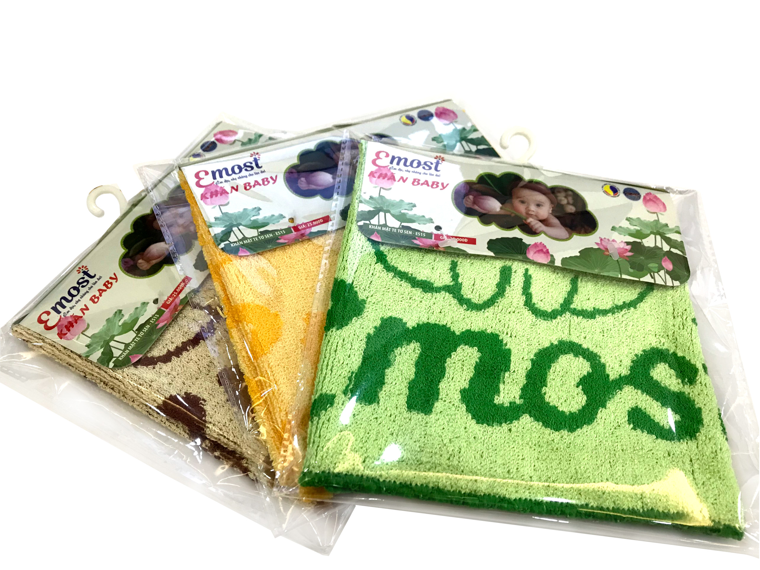 Khăn mặt em bé Emost sợi TƠ SEN 30x32 cm –34gr