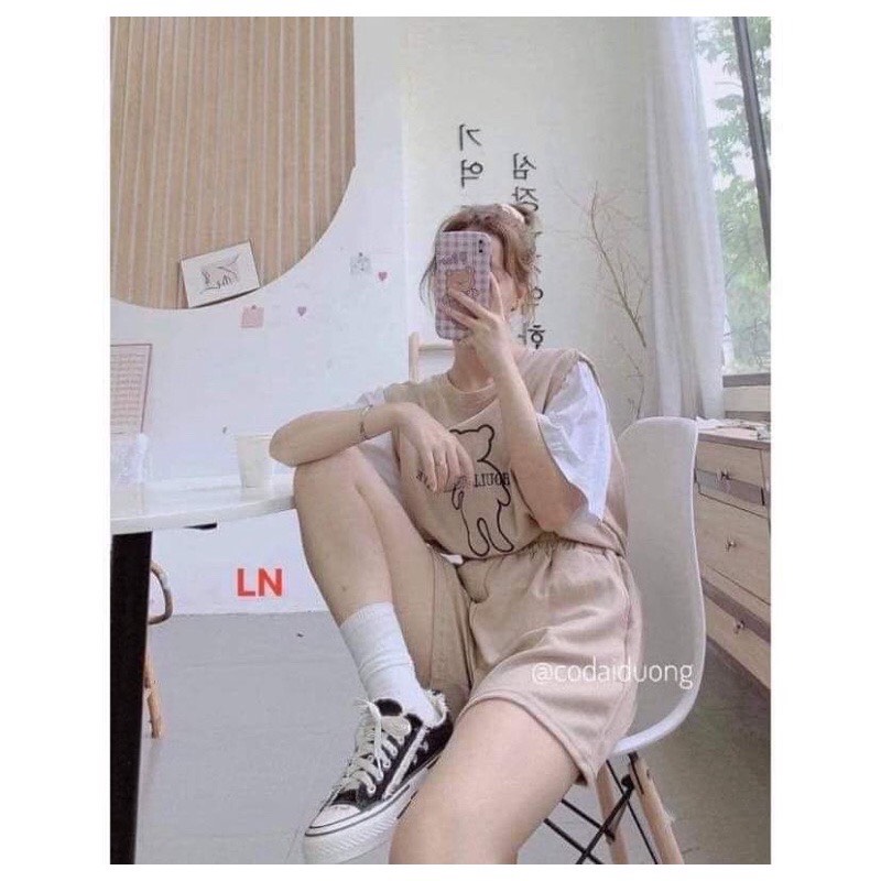 SÉT ÁO PHỐI IN GẤU +QUẦN ĐÙI LN72