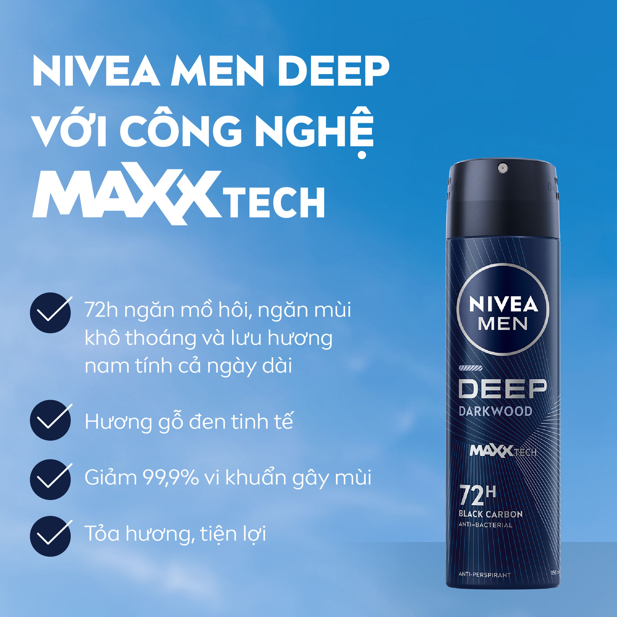Xịt Ngăn Mùi NIVEA MEN Deep (150 ml) - 80027/85367/85371