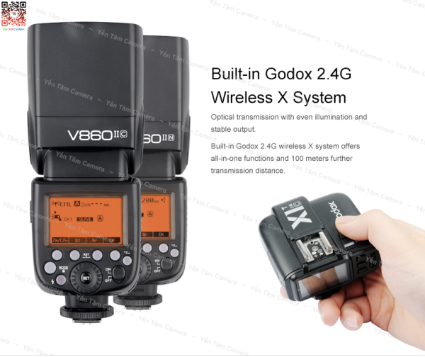 Flash godox V860 II cho Canon - Hàng chính hãng ( kèm pin và sạc )