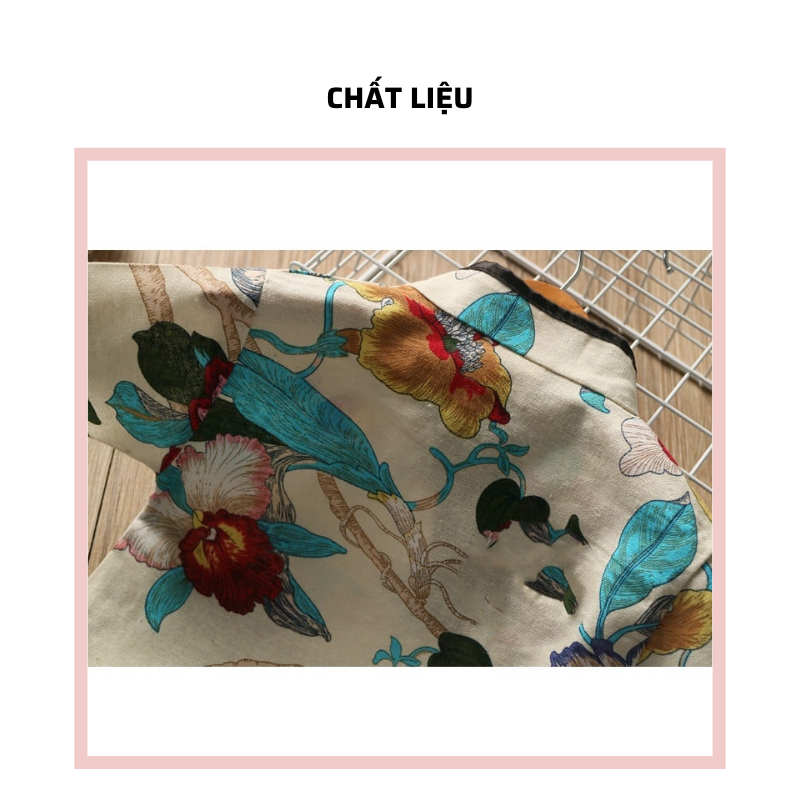 Đầm váy bé gái áo dài sườn xám cổ tàu cách tân in phun hoa chất thô lụa hàng Quảng Châu cao cấp JAMOJA S388