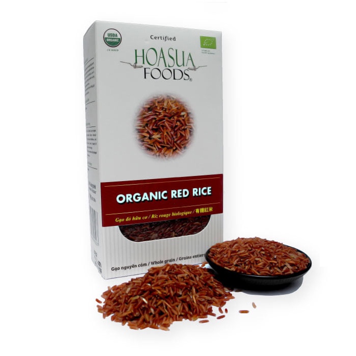 Gạo lứt đỏ hữu cơ hạt dài Hoa Sữa mềm cơm, thơm mùi lá dứa - Hộp 1kg