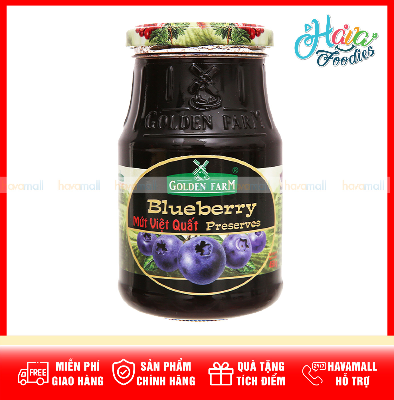 [HOÀN TIỀN MAX 10%][ HÀNG CÔNG TY ] Mứt Việt Quất Cao Cấp Golden Farm - Blueberry Jam
