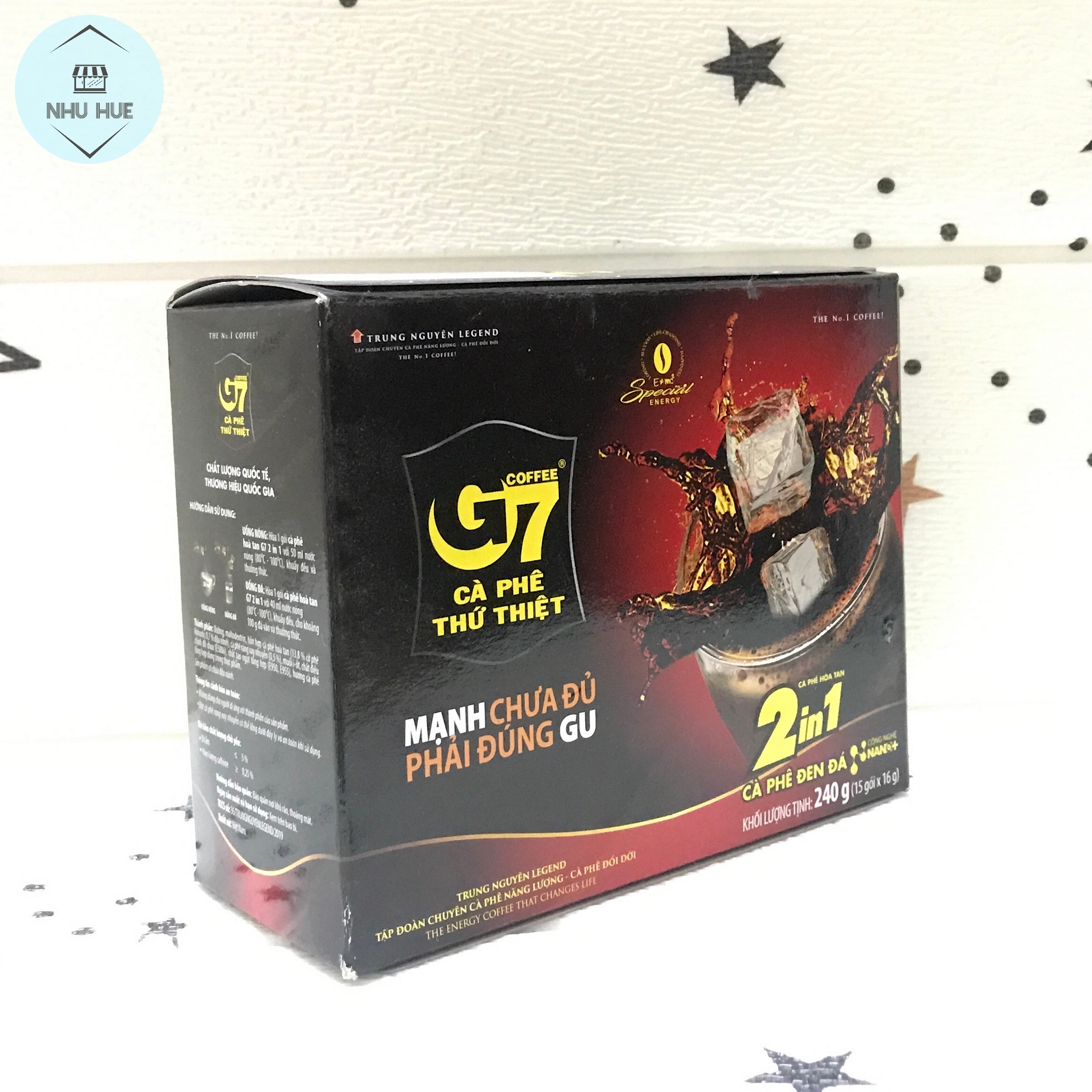 Cà phê đen hòa tan Trung Nguyên G7 2 in 1 (hộp 15 gói x 16g)