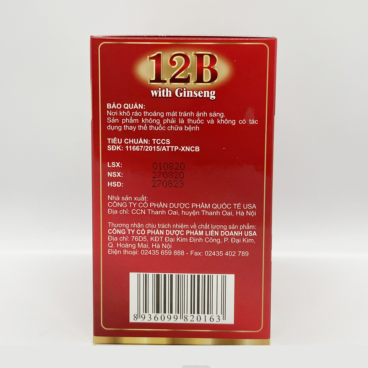 Viên uống Vitamin B tổng hợp 12B With Ginseng bồi bổ cơ thể tăng sức đề kháng ăn ngon ngủ ngon - Hộp 100 viên