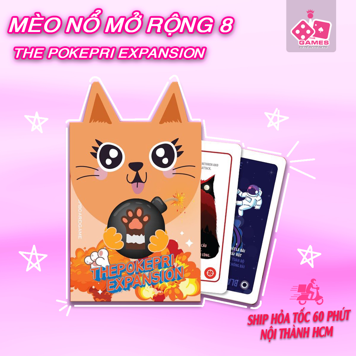 Combo Mèo Nổ + 7 Bản Mèo Nổ Mở Rộng (Tiếng Việt) - Boardgame Exploding Kittens hàng cao cấp