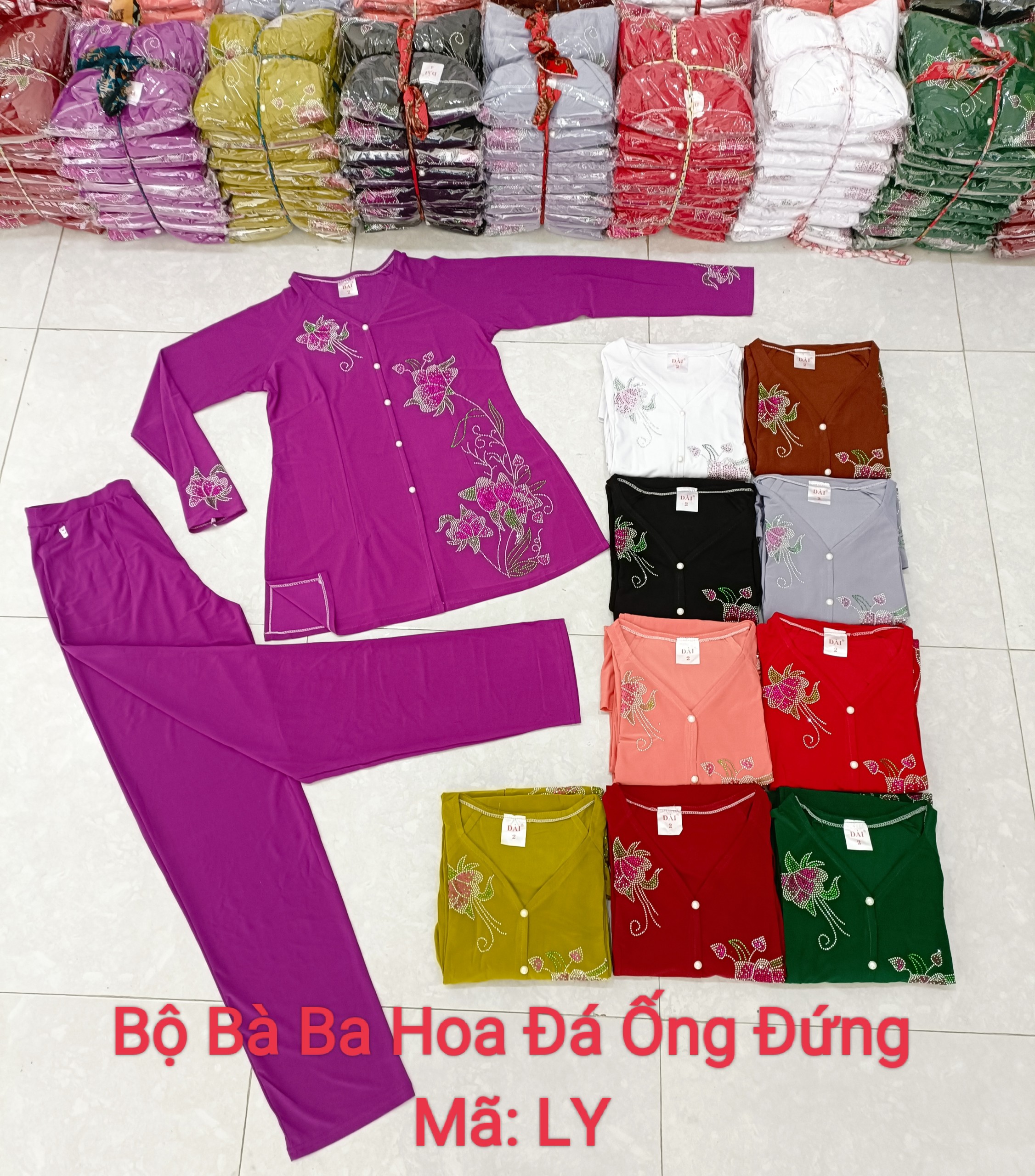 Bộ Bà Ba Hoa Đá Ống Nhỏ