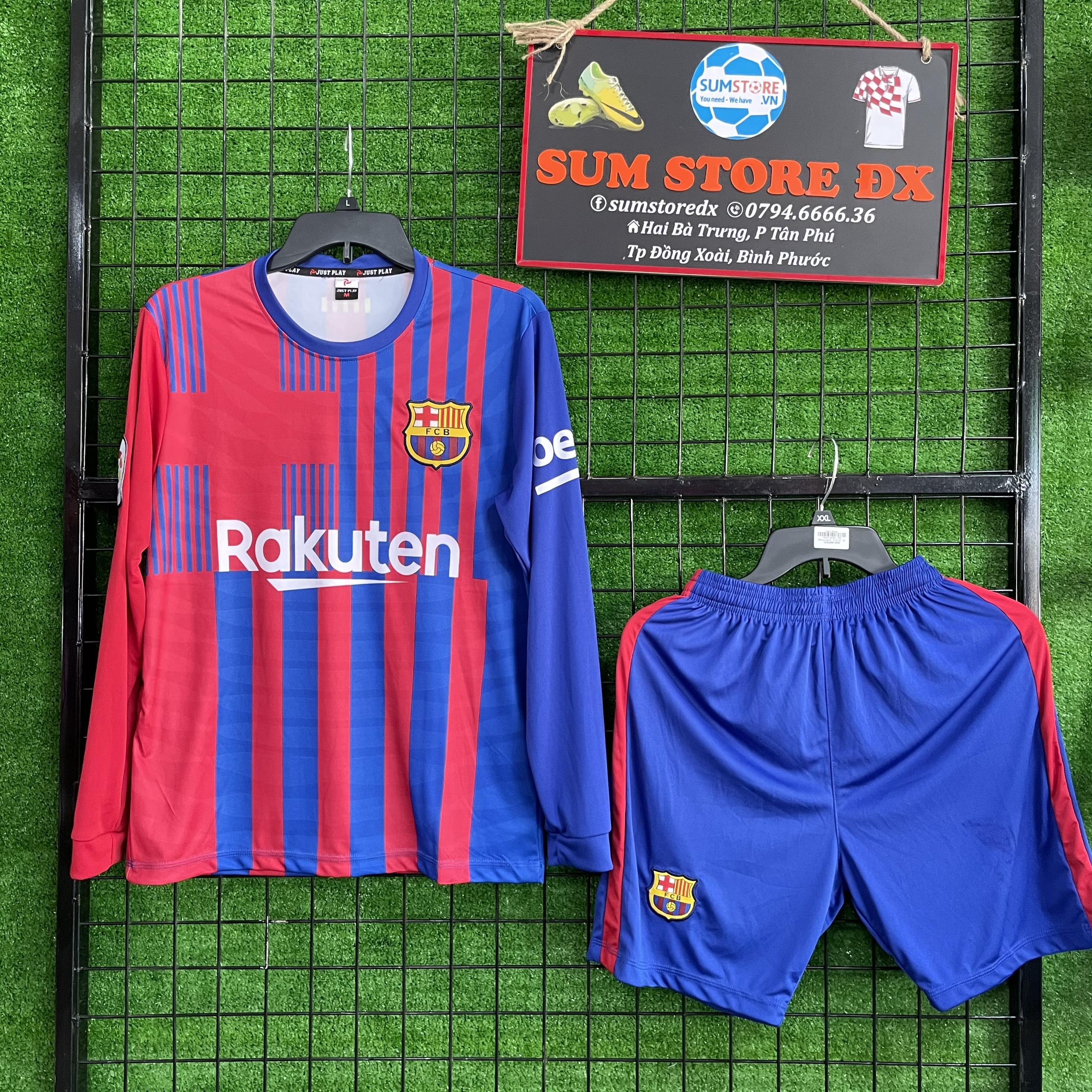 Đồ Đá Banh Dài Tay CLB Barca Xanh TD JP 21–Áo Bóng Đá, Đồ Thể Thao Nam Nữ Mẫu Mới