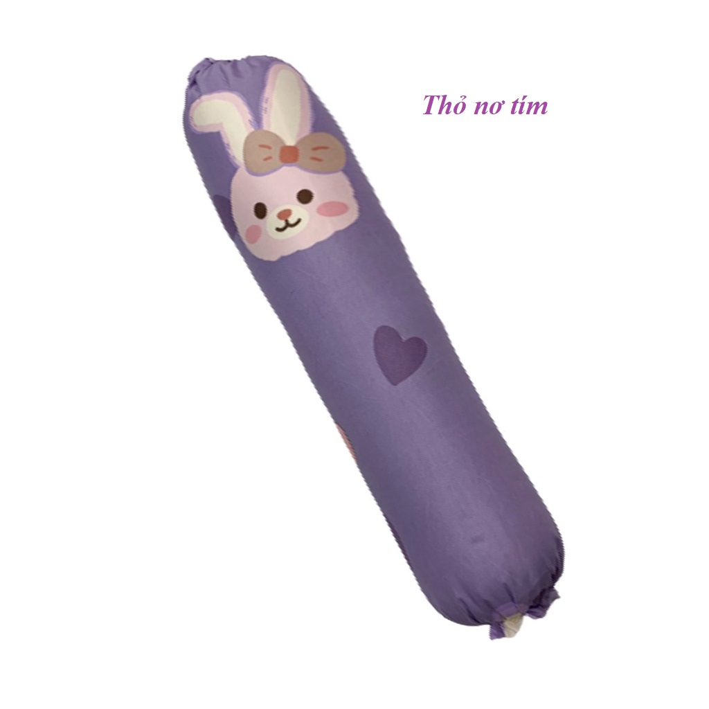(XẢ HÀNG) Vỏ gối ôm poly cotton áo gối dài nhiều mẫu đẹp, bao gối ôm người lớn 30x100cm có dây dù rút kéo [Thỏ nơ tím, gấu rich,...]