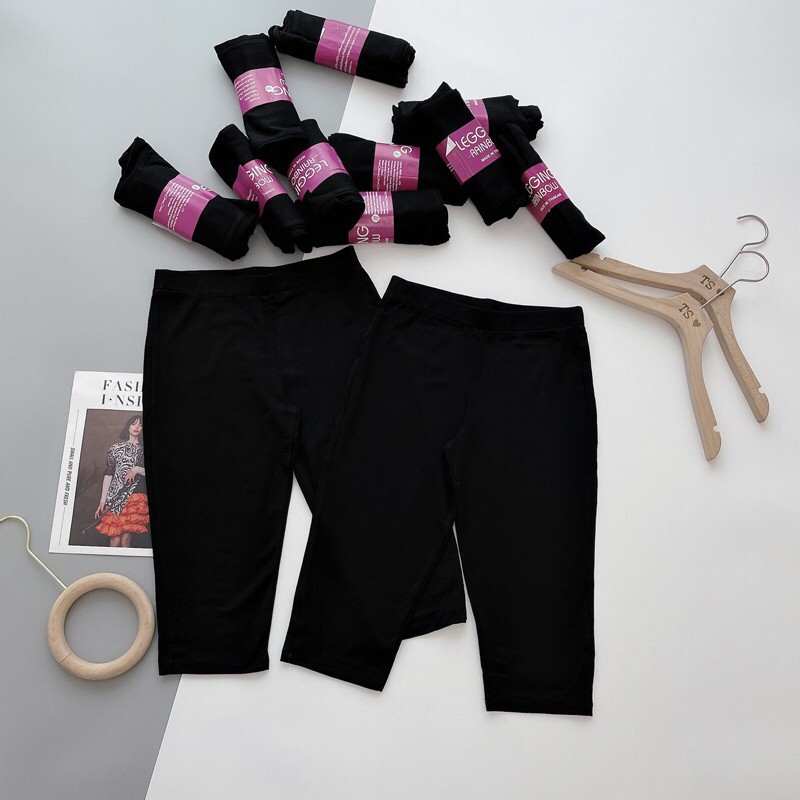 Quần legging Ngố cuộn Hồng siêu co giãn- dễ mặc