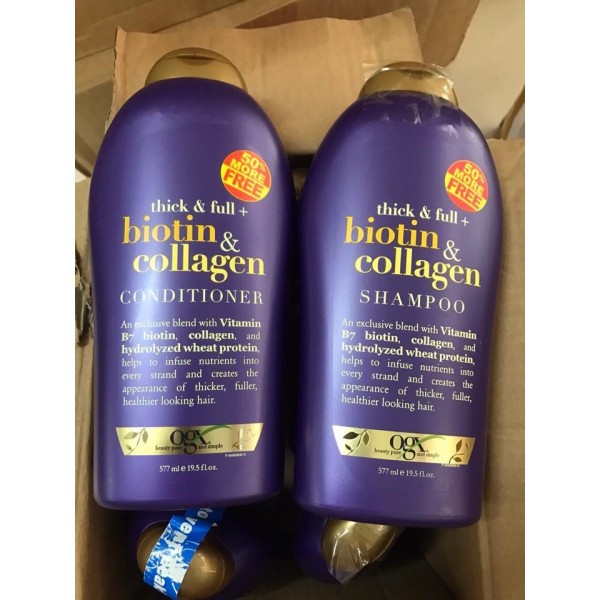 ( Biotin Collagen ) Cặp Dầu Gội Biotin Collagen Chống Rụng Tóc Và Mọc Tóc Nhanh, Hương Thơm Dịu, 577ml