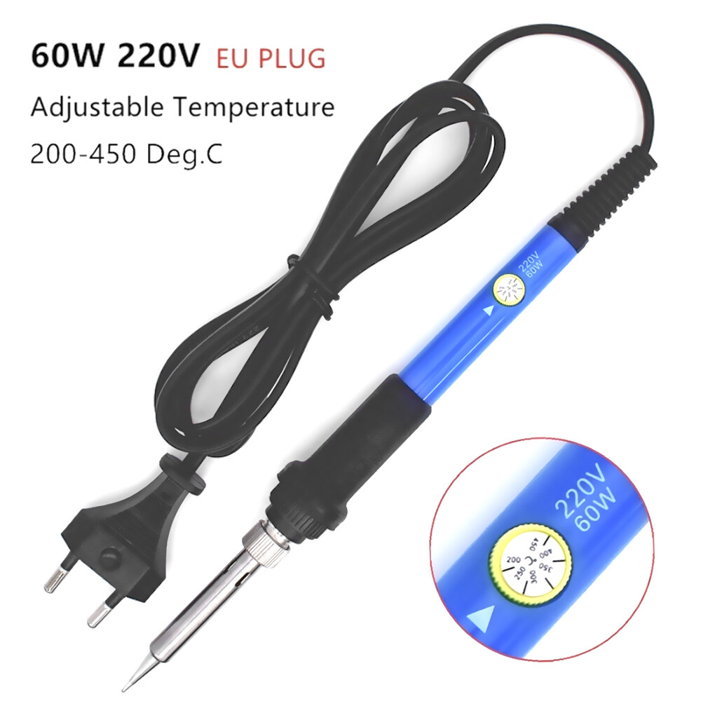 Ziqqucu  Soldering Iron Kit Electronics 60W Adjustable Temperature Welding Tool 5pcs Soldering Iron Tip /Soldering Iron Stand /Desoldering Pump /Tweezers /Solder Wire /Carry Bag