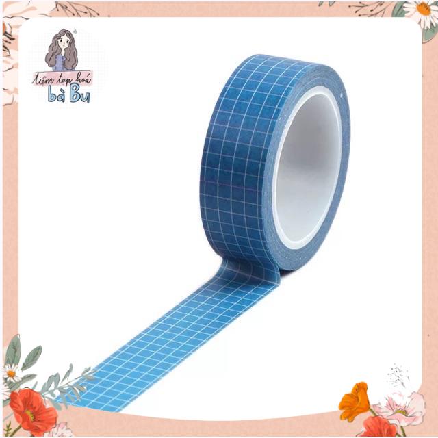 Cuộn washi tape caro cơ bản màu đơn sắc basic dài 10m dùng để trang trí