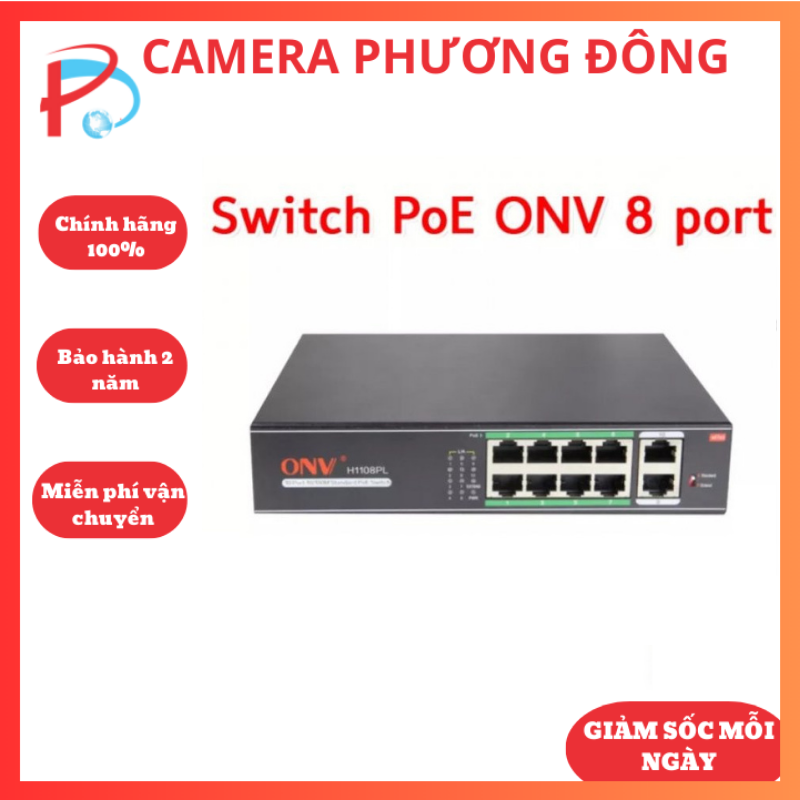 Switch poe onv 8 cổng + 2 uplink dùng cho camera ip