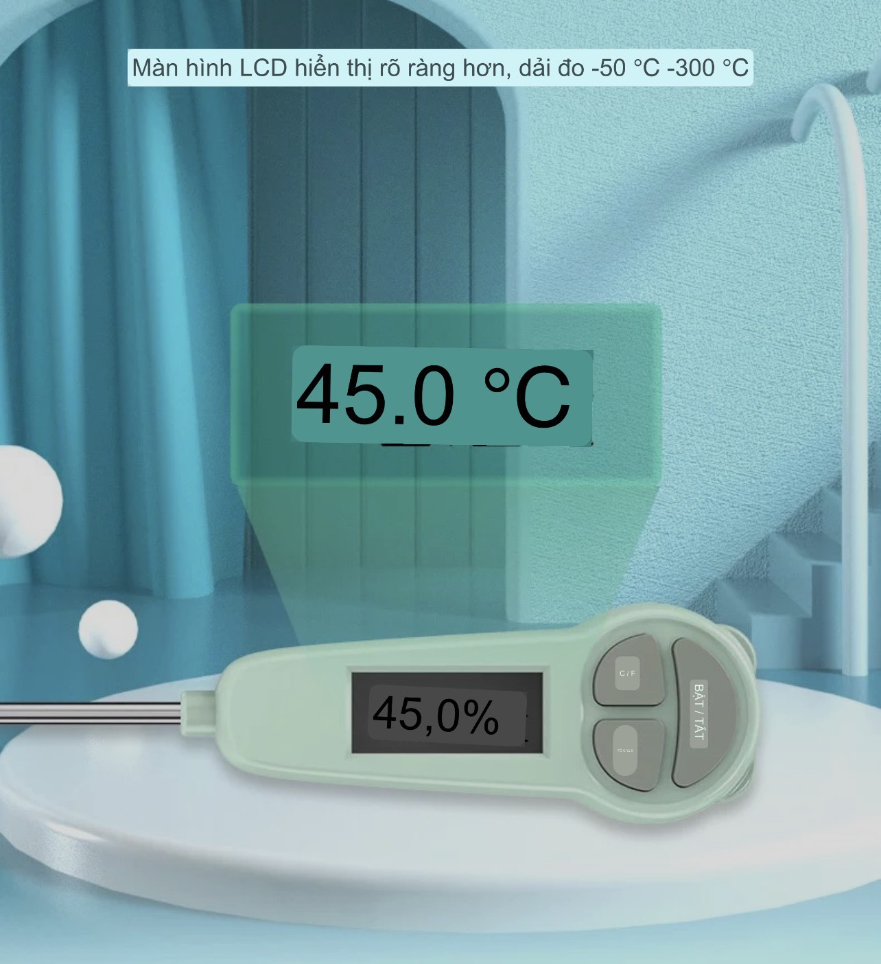 Nhiệt kế đo nước pha sữa, đo nhiệt độ nước, thức ăn Misuta (Hàng chính hãng)