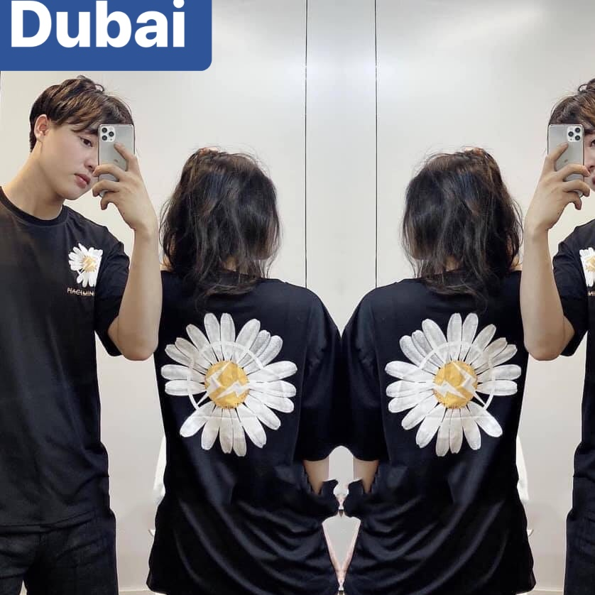 ÁO THUN TEEN NỮ UNISEX FORM RỘNG TAY LỠ ĐEN HOA CÚC NHẬT BẢN NEW HOT TREND MỚI NHẤT - DUBAI FASHION