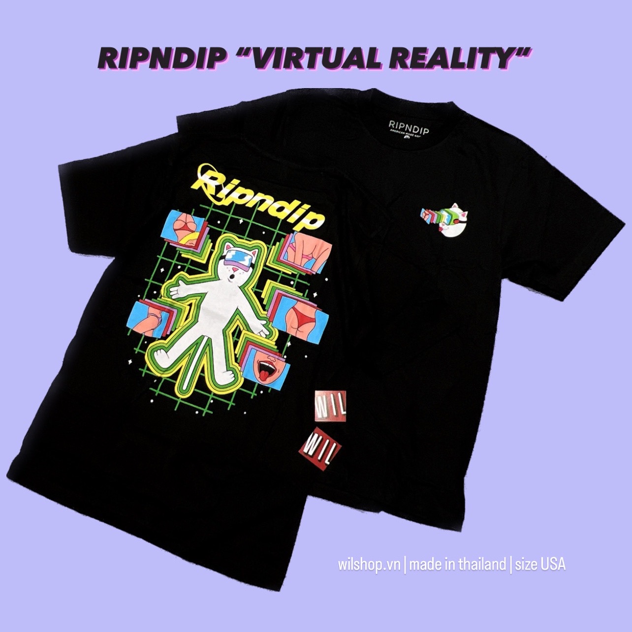 (M, L, XL) ÁO MÈO RIPNDIP - ÁO THUN UNISEX SIZE USA