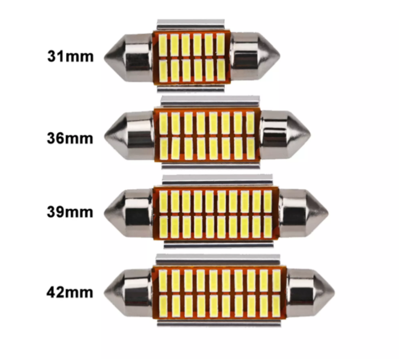 LED trần ô tô gắn nóc xe C5W full size 31mm, 36mm, 39mm, 41mm có 2 loại tản nhiệt và không tản nhiệt