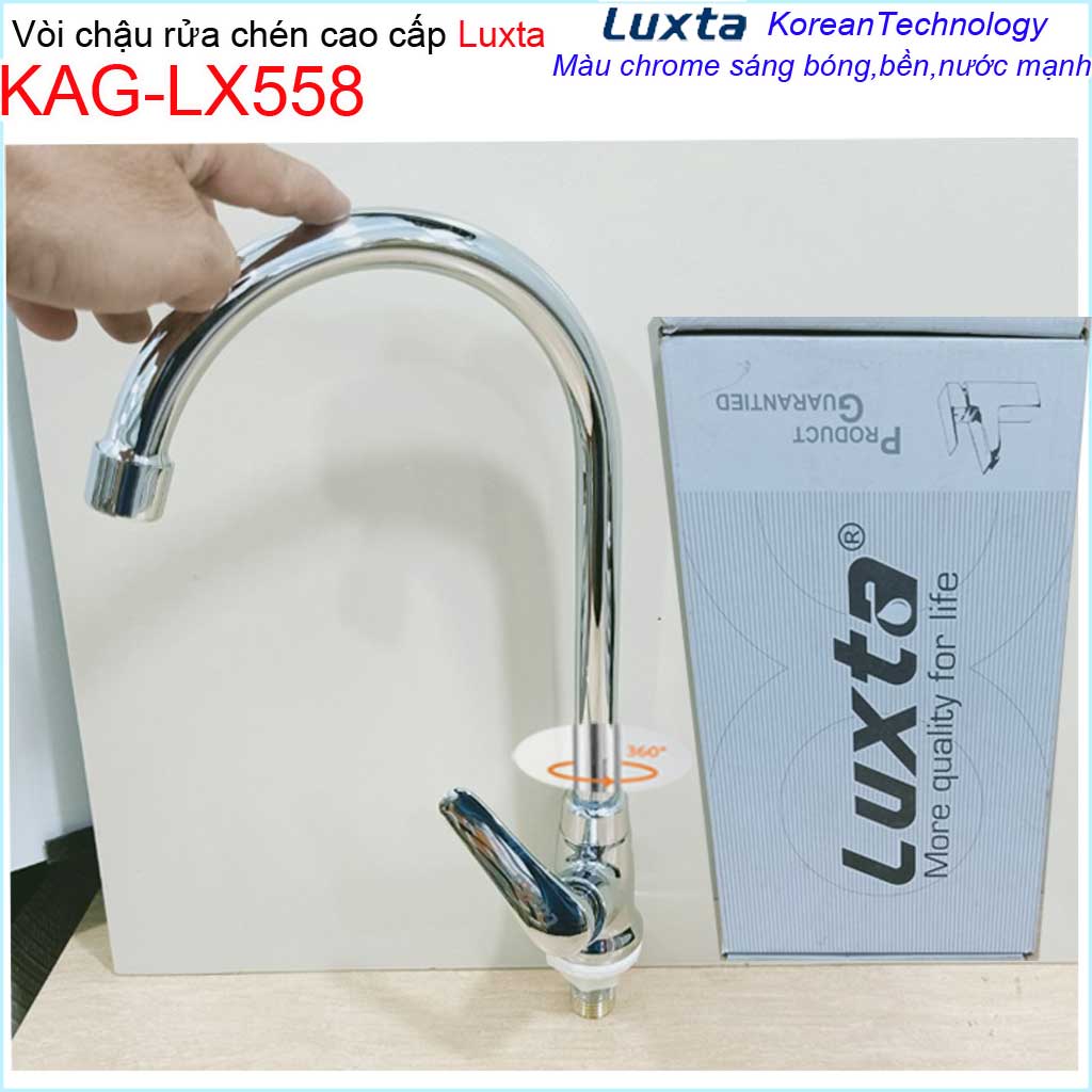 [HCM]Vòi rửa chén bát Luxta KAG-LX558, vòi bếp cần cong tay gạt vuông nước mạnh siêu bền