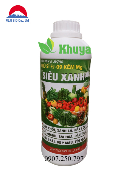 Phân Bón Vi Lượng Fj-09 Kẽm Mg Siêu Xanh 1 lít Đâm Chồi - Xanh Lá