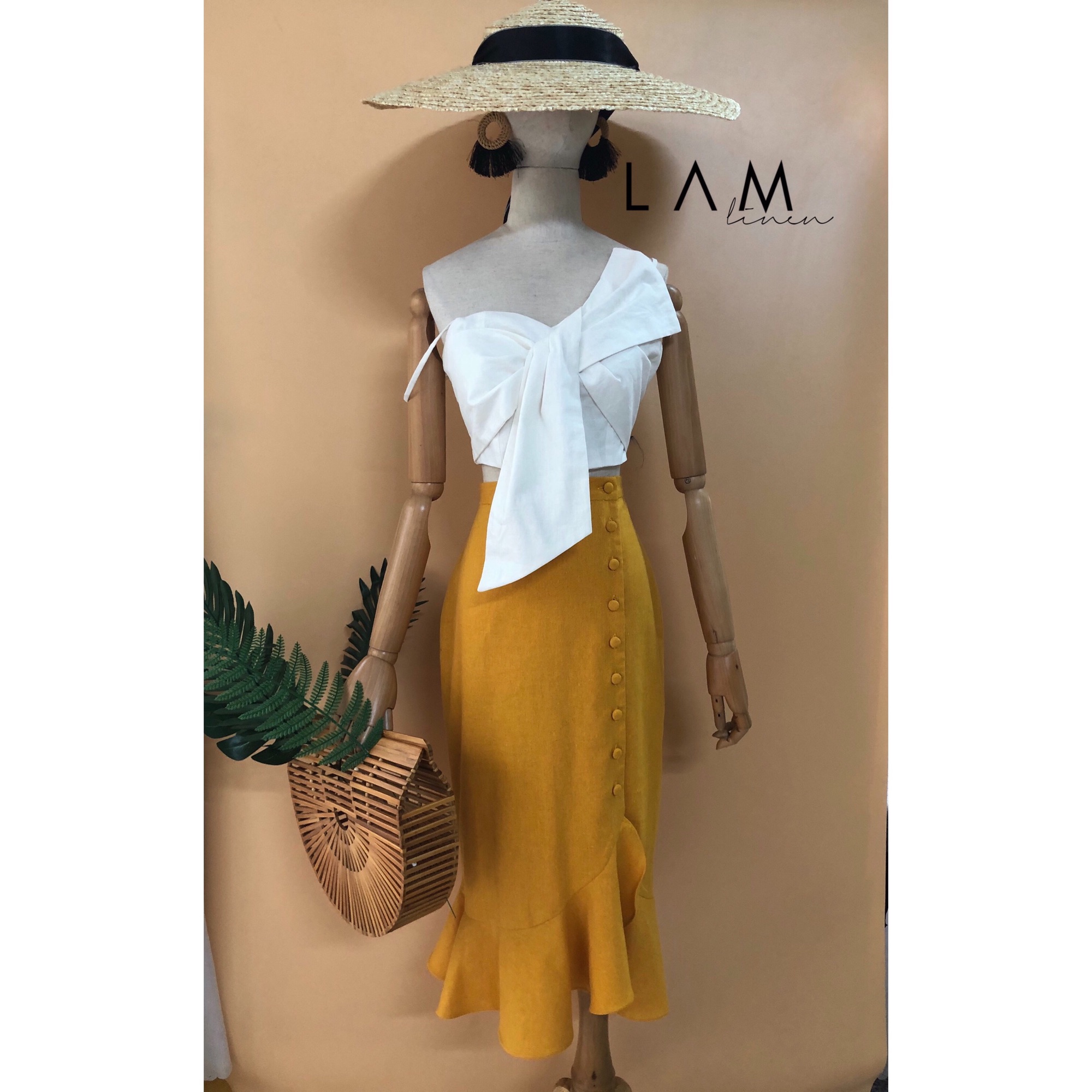 Áo Croptop Nơ , vải Linen