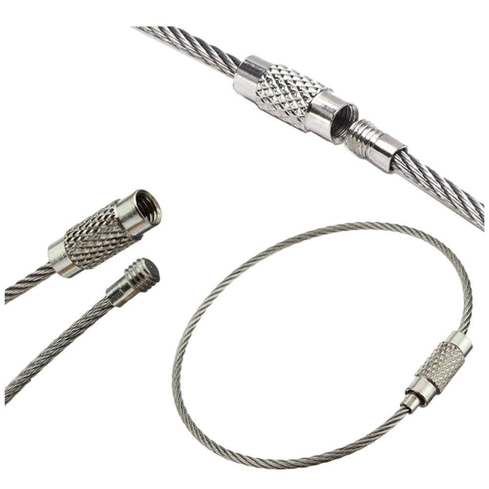 Combo 2 Móc khóa EDC KOLANO móc chìa khóa xe, móc khóa balo dây thép dây inox 304 bền chắc vặn vít HG-001302