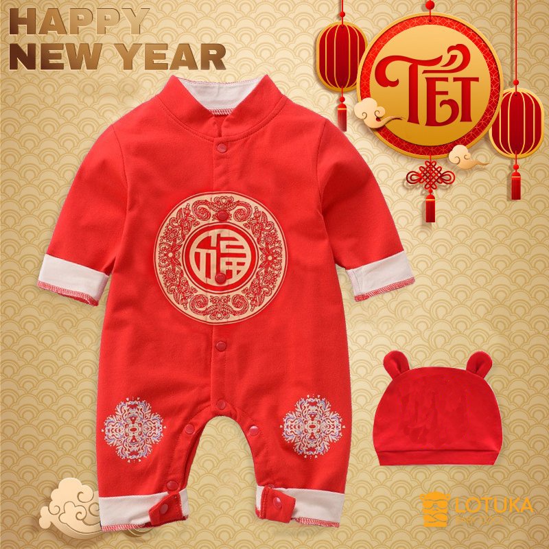 Body Tết Cotton Cho Bé Trai Bé Gái  họa tiết siêu dễ thương từ 0-12 tháng tuổi