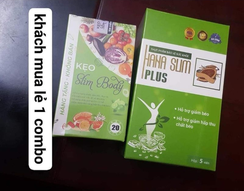 Kẹo giảm cân hana slim chính hãng loại 5 viên + tặng kẹo slim body 20 viên