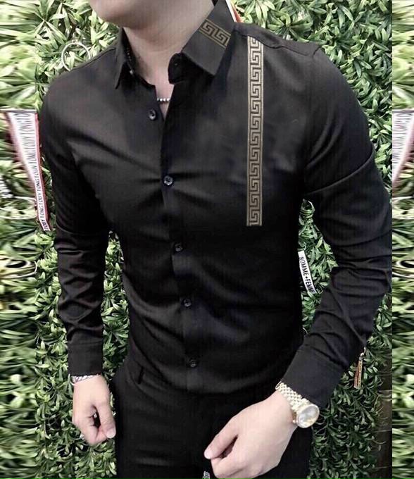 [HCM]Áo Sơ Mi Nam Đen Cổ Bẻ Họa tiết thổ cẩm