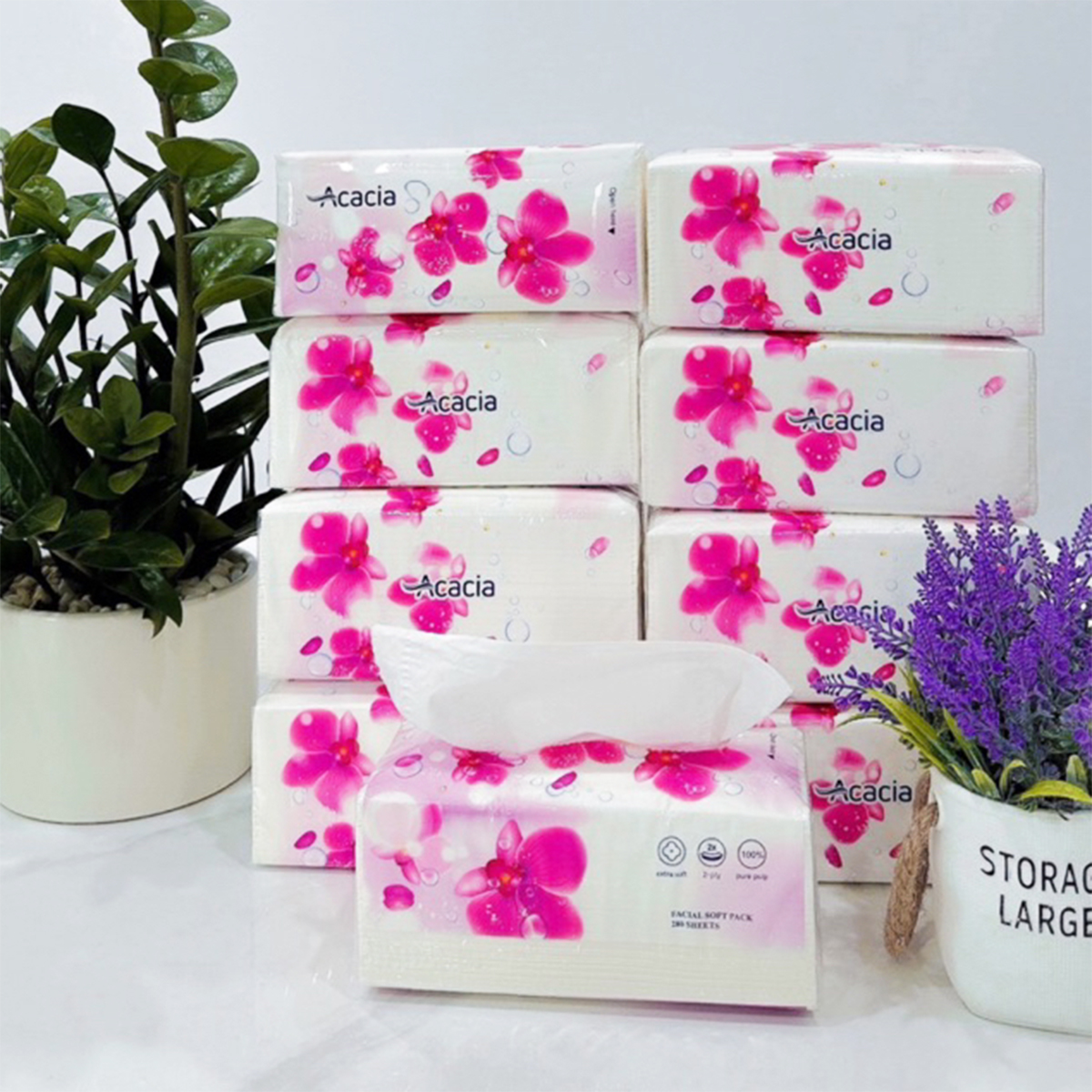 Giấy ăn rút lụa Acacia cao cấp 540 tờ/3 lớp - 180 rút