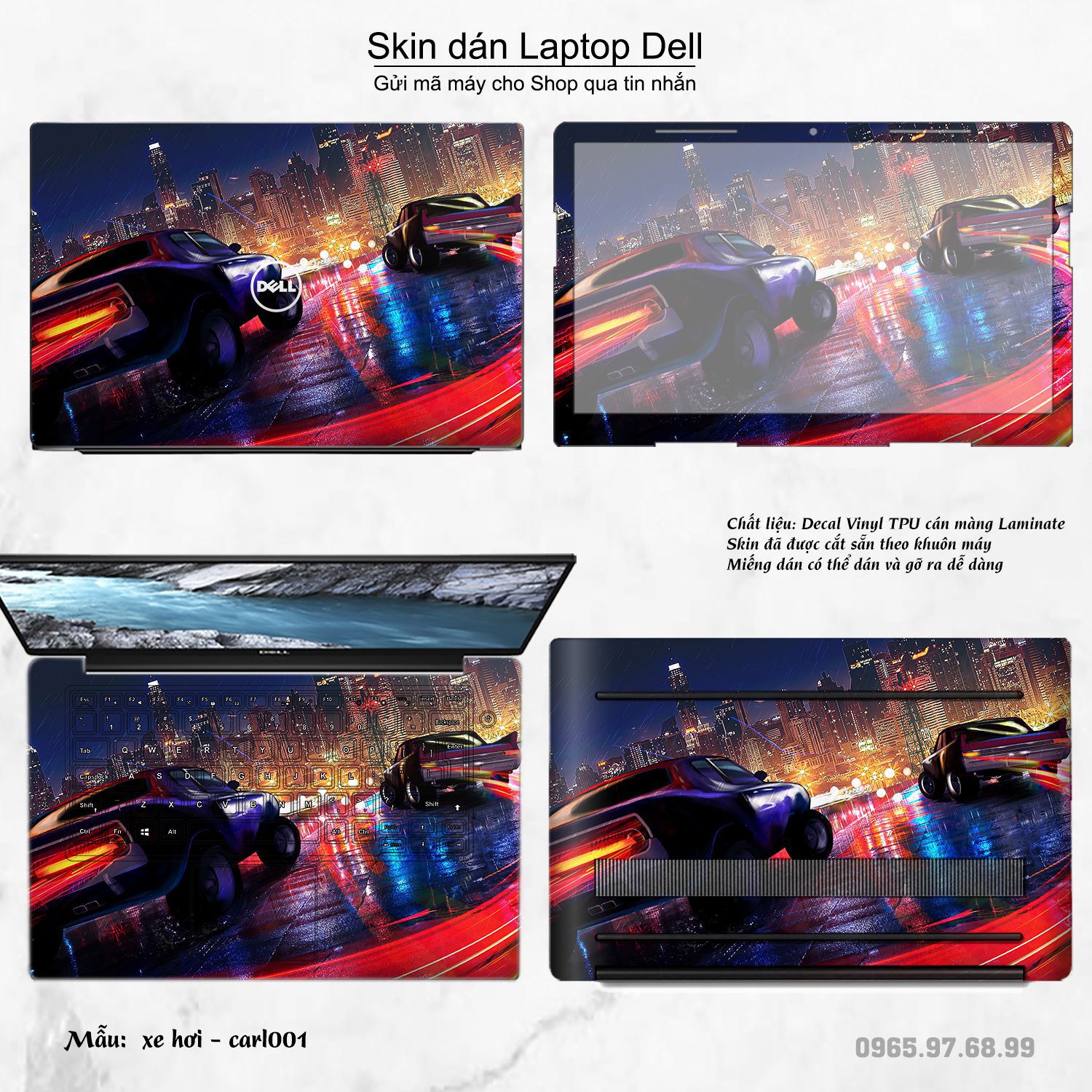 Decal Skin dán Laptop Dell mẫu xe hơi (inbox mã máy cho shop)