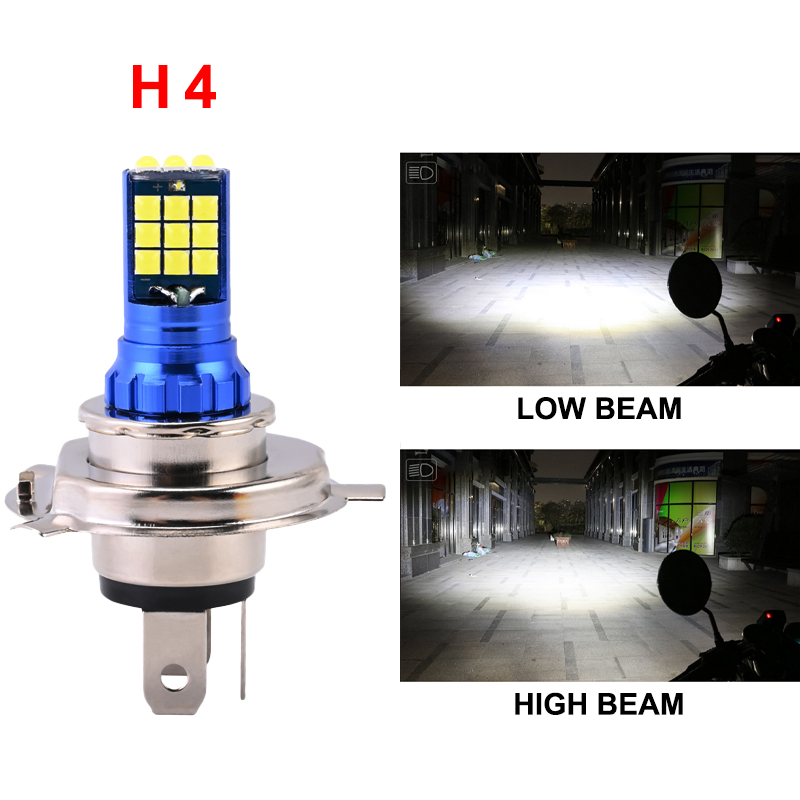 Led ba20d h6 h4 motorcycle headlight bulbs hi lo beam moto led headlight lamp 6000k white 12v 1200lm